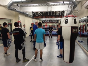 Stu addresses his recreational boxers at their home base at the Ageas Bowl. 